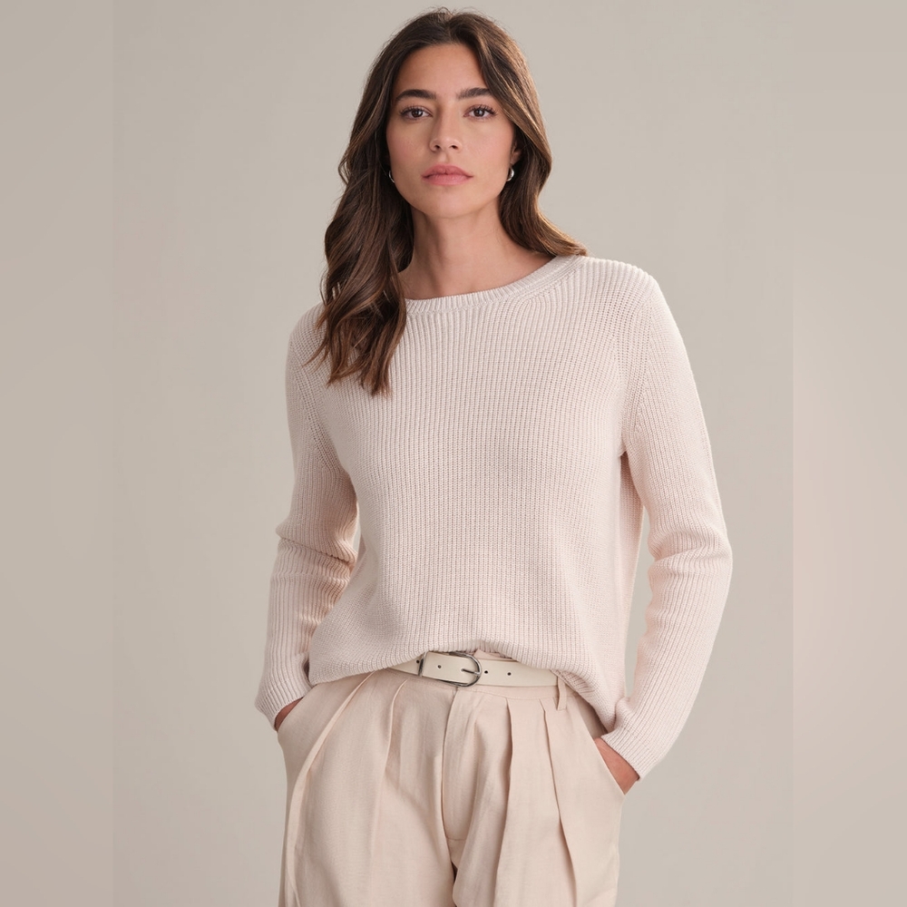 525 America Emma Crewneck Shaker Stitch Cotton Sweater Small